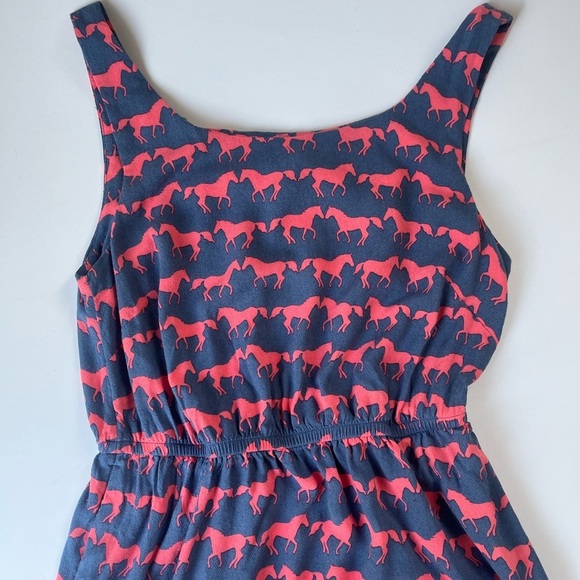 Anorak Horse Print Stretch Jersey Midi Dress Blue Pink Size 6 - Picture 5 of 11